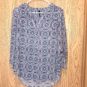 Blue & purple patterned blouse